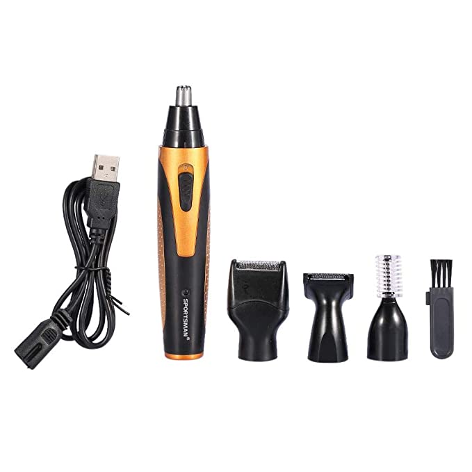 Men‘s Facial Hair Trimmer Kit, 4 IN 1 Rechargeable Nose Hair Stubble Beard Ear Eyebrow Shaver for