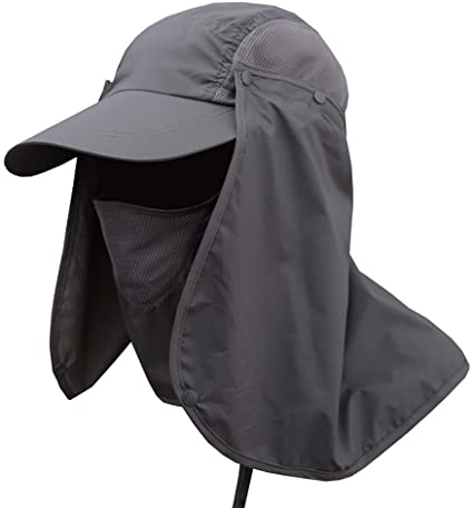 Weixinbuy Outdoor Hiking Fishing Hat Protection Cover Neck Face Flap Sun Cap for Men Women