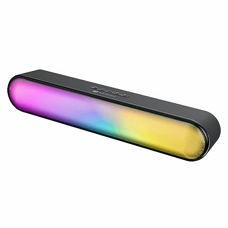 Portronics Decibel 23 16W Wireless Bluetooth Soundbar with LED Lights, Upto 5Hours Playback Sound, Bass Mode, Built in Mic, USB Port, 3.5mm AUX Port, Bluetooth 5.3v, Type C Charging (Black)