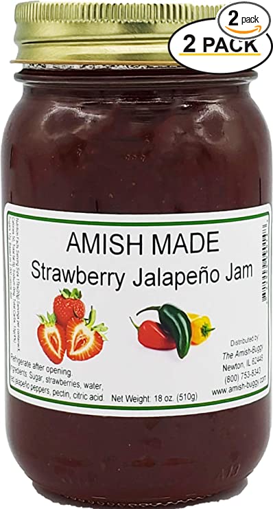 Amish Strawberry Jalapeno Jam - Two 18 Oz Jars