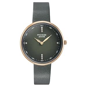 Sonata Poze Quartz Analog Green Dial Leather Strap Watch for Women