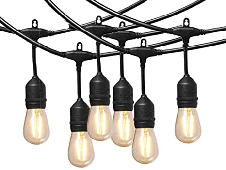 Cooolight 12 Volt String Lights with Hanging Sockets-Commercial Grade, Waterproof, Low Voltage, Extendable Light Stands with 12 Volt LED Edison Bulb