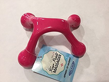 Four Point Hand-Held MASSAGE TOOL Easy Palm Fit with Knobs for Gentle Pressure Point Massage! (Pink)