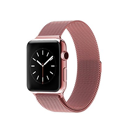 FARSIC 38mm Apple Watch Band - Magnet Lock, No Buckle Needed, Soft, Smooth - Stainless Steel Link Bracelet Strap Replacement Wrist Band - Rose Gold "