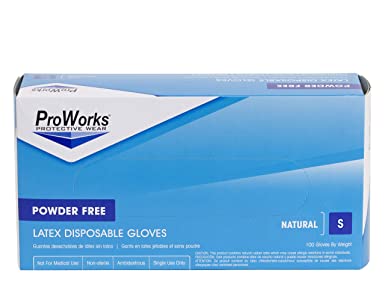 Hospeco GL-L105F Industrial Grade Latex Glove, Powder Free, Disposable, 9.5" Length, Small (Pack of 100)