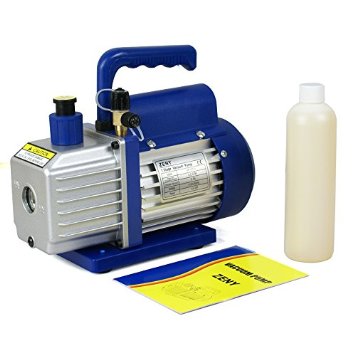 Zeny® 3,5CFM Single-Stage 5 Pa Rotary Vane Economy Vacuum Pump 3 CFM 1/4HP Refrigerant HVAC Air tool R410a R134, blue (#01)
