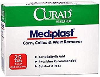 Curad CUR01496H Pad, Mediplast, Wart, 2" x 3" per pad, 25 pads