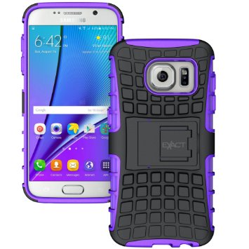 Galaxy S7 Edge Case - Exact TANK Series - Shock Proof Tough Rugged Dual-Layer Case with Built-in Kickstand for Samsung Galaxy S7 Edge 2016 BlackPurple