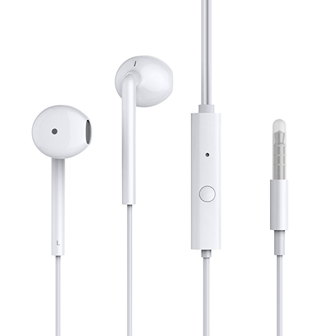 iPhone Earbuds, Stereo Headphones with Microphone Wired Earphones Sport Earbuds for iPhone and Android Phones White