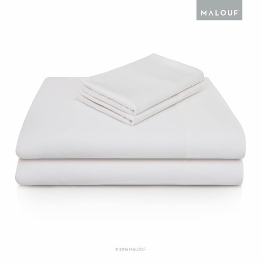 MALOUF 100% Rayon from Bamboo Sheet Set - 4-pc Set - Full - White