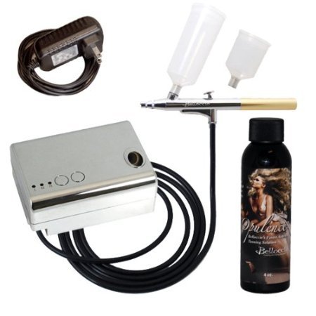 Belloccio® Brand Complete Professional Sunless Tanning Airbrush System That Includes Our Premium Belloccio Airbrush, Compressor & Hose and a 4 Ounce Bottle of "Opulence" By Belloccio, the Finest Tanning Solution Available Today That Works on All Skin Types.
