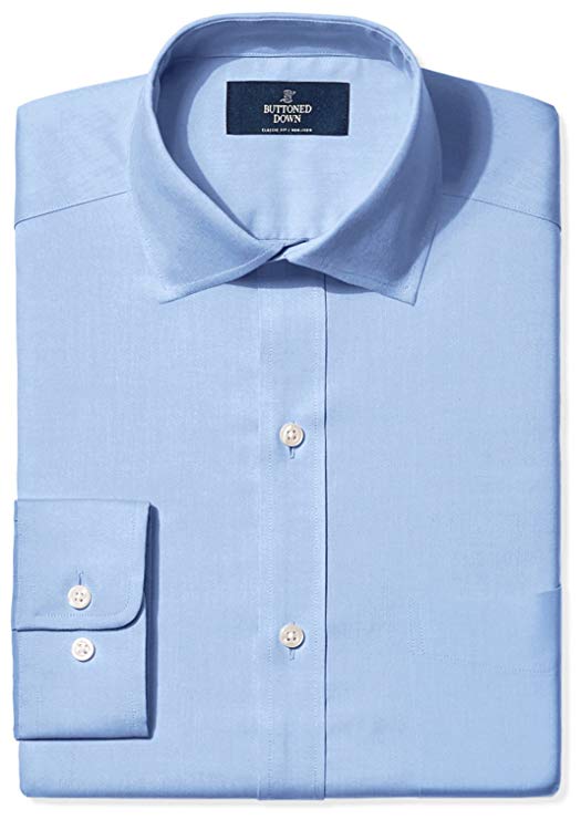 Amazon Brand - BUTTONED DOWN Men's Classic Fit Spread-Collar Solid Pinpoint Non-Iron Dress Shirt