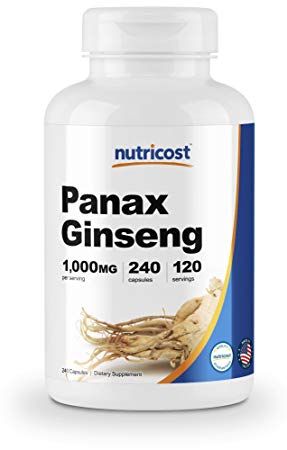 Nutricost Panax Ginseng 1000mg, 240 Capsules - Non GMO, Gluten Free, 120 Servings