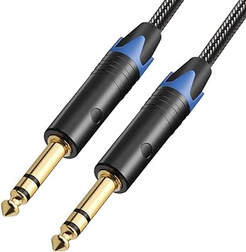 TISINO 6.35mm Jack TRS Cable, Nylon Braid Heavy Duty 6.35 mm 1/4" Stereo Jack Male to Male Balanced Audio Lead Cord - 3m