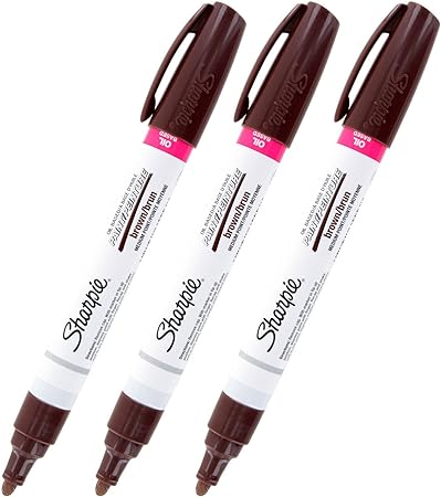 Sharpie Oil-Based Paint Marker, Medium Point, Brown Ink, Pack of 3