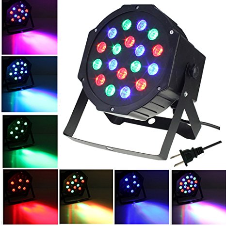 Par Lights, SOLMORE DMX-512 RGB 18 LED Stage Lighting DJ Disco Light Party Light Sound Activated for Wedding KTV Show Club Bar Xmas 18W (1Pcs)