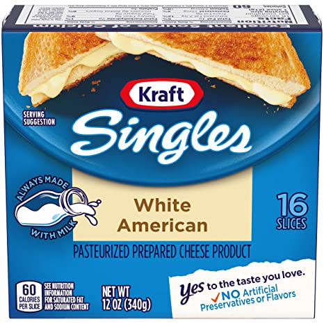 Kraft Singles White American Cheese Slices (12 oz Pack, 16 Slices)