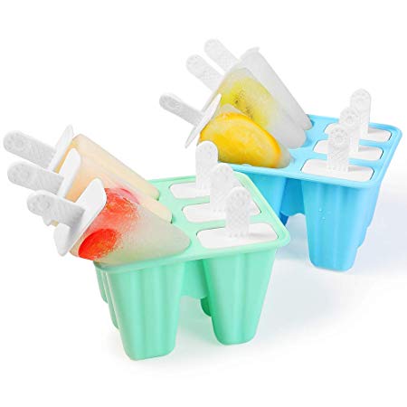 WARMWIND Silicone Ice Pop Mold, BPA Free Popsicle Mold, Reusable Ice Pop Maker, Healthy Popsicles for Kids, Dishwasher Safe, Blue and Green(Set of 2）