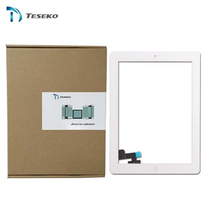 Teseko Replacement Accesories White Touch Screen Display Digitizer Complete Assembly  Home Button Menu for Apple Ipad 2 2nd Gen