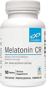 XYMOGEN Melatonin CR - Time Release Melatonin 5mg Supplement with Vitamin B6 - Nighttime   Immune Support - Biphasic Delivery Releases Quickly Then Steadily (90 Melatonin Extended Release Tablets)