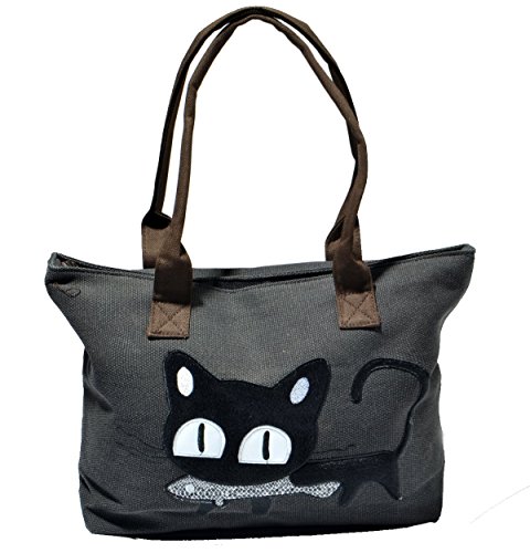 Vintga Women Cat Fish Canvas Bag Handle Bag Shoulder Bag