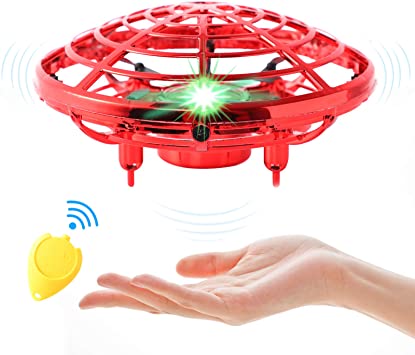 Flying Toy Mini Drone for Kid, Hand Controlled Flying Ball with LED Light, UFO Helicopter with 2 Speed, Easy Indoor Outdoor Levitation Drone with 360° Rotating Toy Gift for Boy Girls (Red)