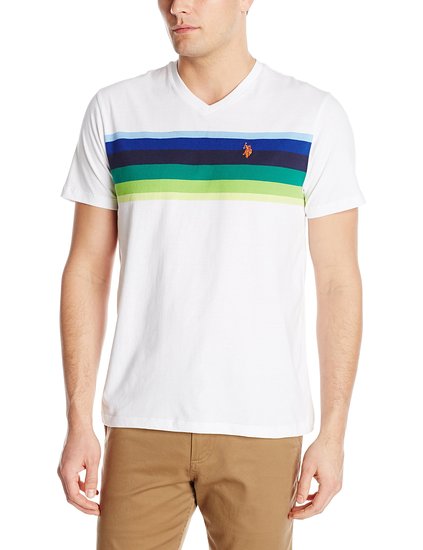 Men's Chest Stripe V-Neck T-Shirt