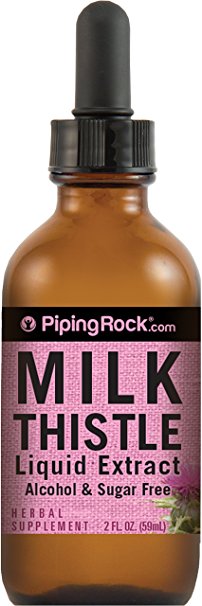 Piping Rock Milk Thistle Seed Liquid Extract 2 fl oz (59 mL) Dropper Bottle Alcohol & Sugar Free Herbal Supplement