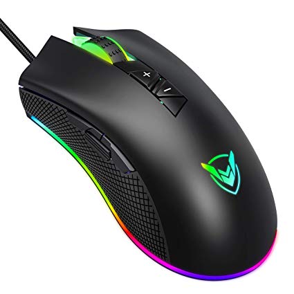 PICTEK Gaming Mouse, 【Newest Version - PMW3325 Gaming Sensor】10,000 Adjustable DPI - 16.8 Million Customizable RGB Backlit - 8 Programmable Buttons Esports Gaming Mice for PC Game - Windows