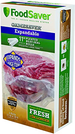 Foodsaver 11" x 18' GameSaver Expandable Vacuum Bag Rolls, 2-Pack