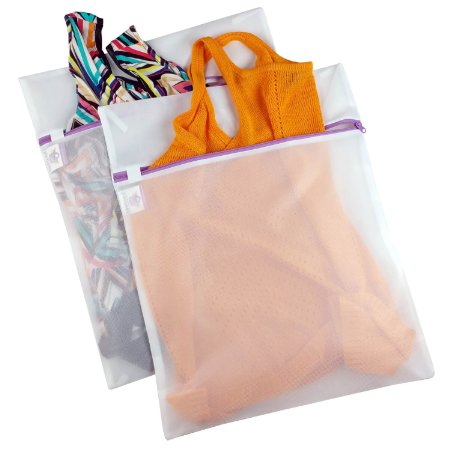 Lingerie Bags for Laundry - Premium, Zippered, Mesh Wash Bag Protects Delicates in the Washer - No More Snags, Knotting or Napping Caused By Washing Even in Delicate Mode. Medium - 2 Pack