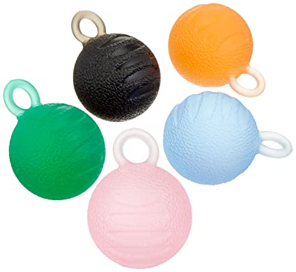 Sammons Preston Hand Exercisers with Loops, Set of Five Exercise Balls for Finger & Thumb Strength, Physical Therapy, & Hand Rehabilitation, Easy to Squeeze Stress Ball for Strengthening Exercises