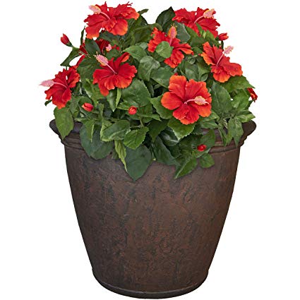 Sunnydaze Anjelica Flower Pot Planter, Outdoor/Indoor Unbreakable Double-Walled Polyresin with UV-Resistant Rust Finish, Single, Large 24-Inch Diameter