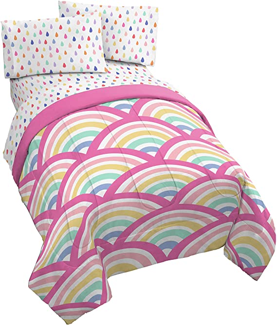 Jay Franco Rainbow Dream 5 Piece Full Bed Set - Includes Comforter & Sheet Set - Super Soft Fade Resistant Microfiber