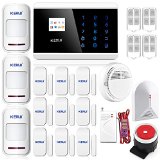 KERUI ANDROID IOS APP Wireless Wired GSM Alarm System Telephone Touch keypad TFT color Display Security System Smoke Detector