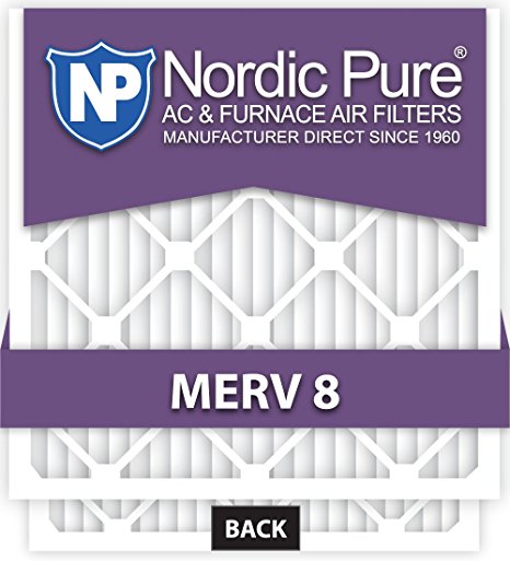Nordic Pure 15x20x1M8-6 MERV 8 Pleated AC Furnace Air Filter, 15x20x1, Box of 6