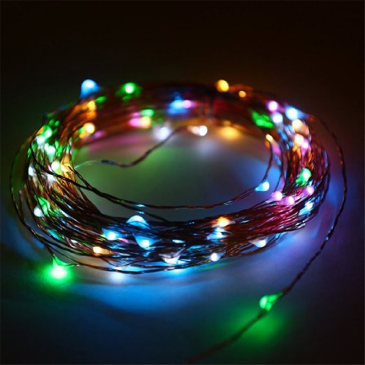 SurLight Waterproof Led String Light 7ft 20LEDs Copper Wire 3xAA Battery Powered Starry Fairy String Lights with SteadyFlashing Mode for Christmas Party Wedding Patio Garden Indoor and Outdoor UseRGB
