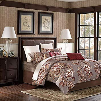 Softta Luxury Farmhouse Damask Floral and Leaf Bedding Design Queen Size 3Pcs（1 Duvet Cover+ 2 Pillowcases 800 Thread Count 100% Cotton Duvet Cover Set