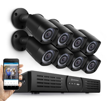 Amcrest Eco-HD 720P (1280TVL) 16CH Video Security System w/ Eight1.0 Megapixel IP67 Weatherproof Bullet Cameras, 65ft Night Vision, Long Distance Transmit Range (1,640ft), Pre-Installed 2TB HD
