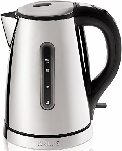 KRUPS BW730D Breakfast Set Electric Kettle with Brushed and Chrome Stainless Steel Housing, 1.7-Liter, Silver