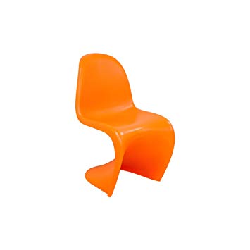 Mod Made Mid Century Modern Molded Plastic S-Shape Chair Dining Chair, Orange