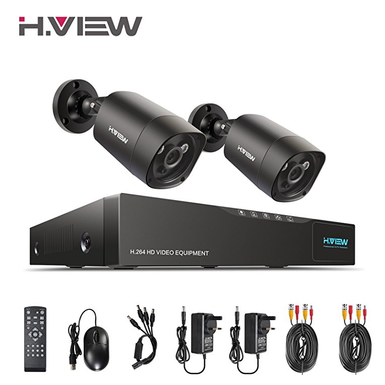 H.View Home Security Systems 4.0MP CCTV Systems Including 4 Channel 5.0MP DVR and 2x 1440P(4.0 MP) 3.6 mm Lens Security Cameras (P2P Technology, 5-in-1 DVR Support 5.0MP Camera, 35M Night Vision )