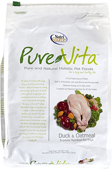 Pure Vita Dry Dog Food - Duck & Oatmeal - 5 Lbs