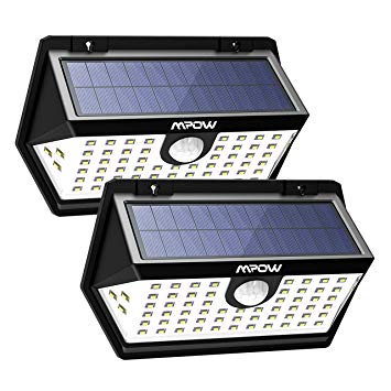 Mpow Solar Lights 63 LEDs 3 Lighting Modes Solar Motion Sensor Wall Lights 270° Wide-Angle Detection IP65 Waterproof Brighter and Durable Night Lights for Garden Garage Driveway Pathway Patio 2 Pack