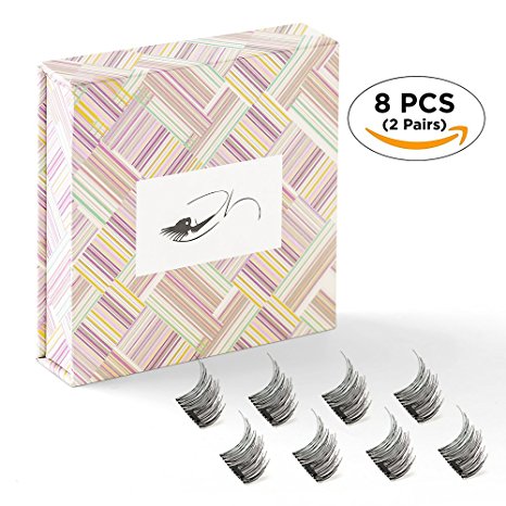 Magnetic False Eyelashes,No Glue and Reusable,Ultra light-weight for Natural Look,2 Pairs 8 Pieces-Best Gift Idea