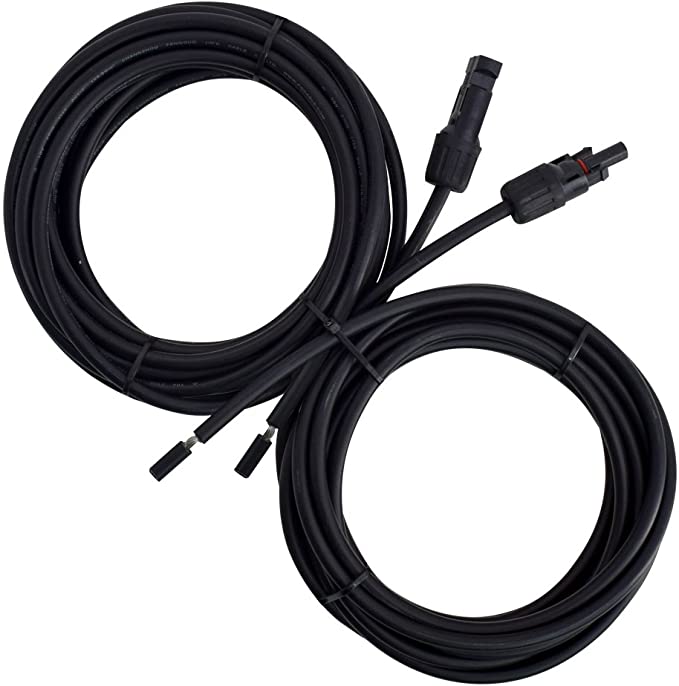 Renogy AK-20FT-10 10AWG Adaptor Kit Solar Cable PV with MC4 Female and Male Connectors, Connect Solar Panel and Charge Controller (1 Pair), 20', Black, 20Ft 10AWG