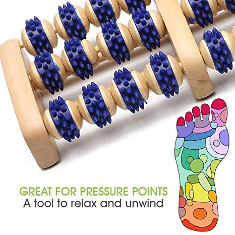 Bellesha Natural Health Foot Massage Roller Machine for Chinese Accupuncture Presure Points Great for Plantar Fasciitiis Achilles Tendonitis and Running Sores (Blue)