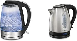 Hamilton Beach 1.7L Electric Tea Kettle, Water Boiler & Heater, Built-In Mesh Filter, Auto-Shutoff & Electric Tea Kettle, Water Boiler & Heater, 1.7 Liter, Cordless Serving, 1500 Watts