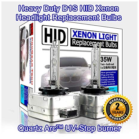 Heavy Duty D1S D1R HID Xenon Headlight Replacement Bulbs 35W High Low Beam (Pack of 2) (4300K OEM Yellow)