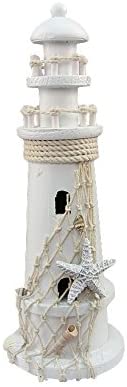 Puzzled COTA Global Large White Lighthouse w/Starfish & Net Nautical Marine Decor 11 Inch Beach Table Top Charming Centerpiece Accent Ocean Sea Aquatic Theme Party Events Giveaways/Souvenirs